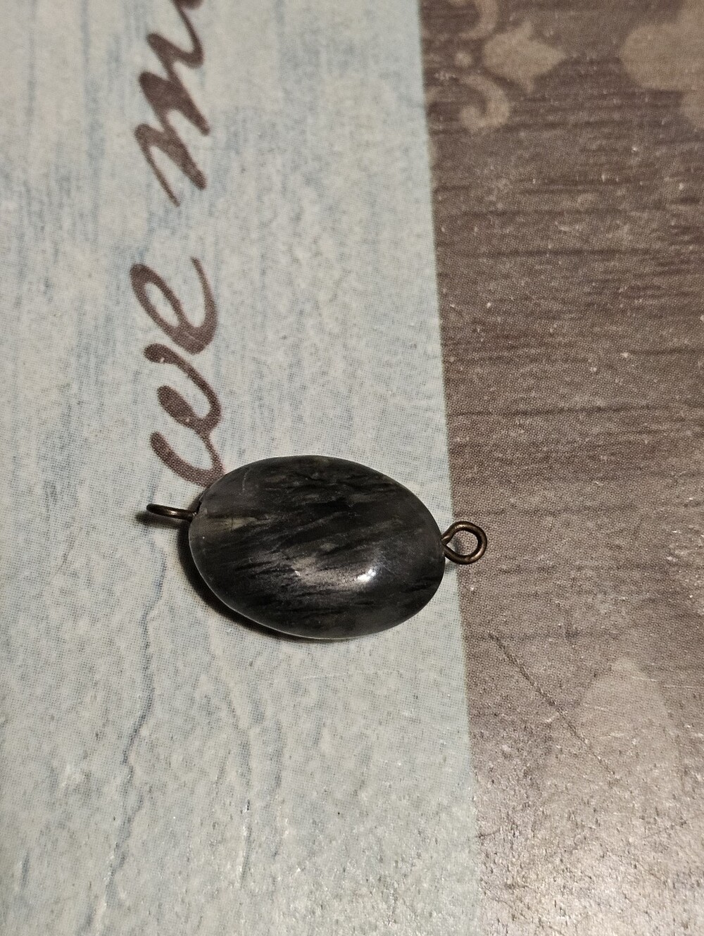 Gold Tone Black Stone Pendant